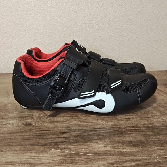 Peloton Cycling Shoes EU 42 Look Delta 3-Bolt Black Red Ratchet Straps - Picture 1 of 12